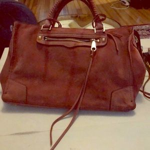 rose gold suede Rebecca Minkoff Regan satchel